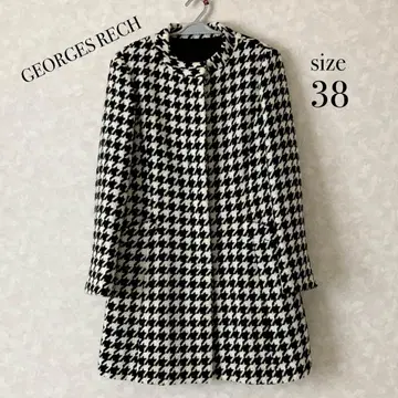 GEORGES RECH 하운드 투스 노카라 코트 사이즈 38