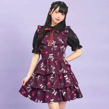 [ 새상품급 ] Secret Honey 리본 x 체리 프린트 원피스