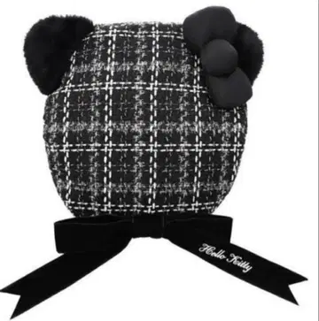 USJ 유니버셜 헬로키티 키티 트위드 베레모 블랙
