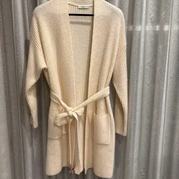 [ MORABITO ] 캐시미어 아이보리 리브 롱 가디건