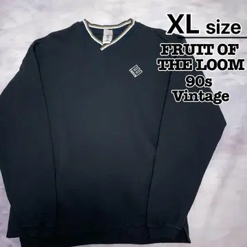 90s 프룻 오브 더 룸 맨투맨 XL 블랙 V넥 기업 구제 의류