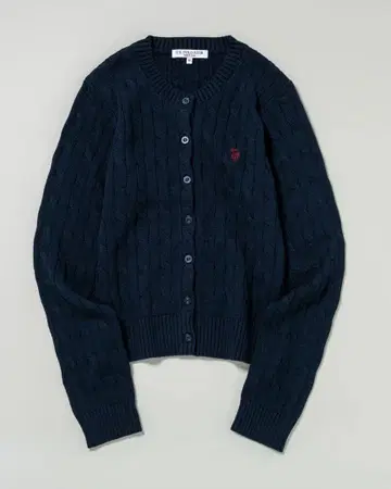 폴로 케이블 니트 가디건 네이비