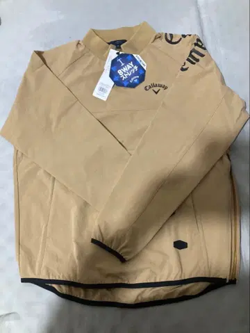 택 포함 새상품 Callaway 베이지 긴팔 모크넥 블루종