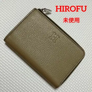 미사용 HIROFU 히로후 가죽 미니 지갑 그레이 카키 피우메노