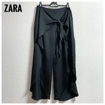 미사용 새상품 ZARA 와이드 팬츠 가우초 캐주얼 새틴 블랙
