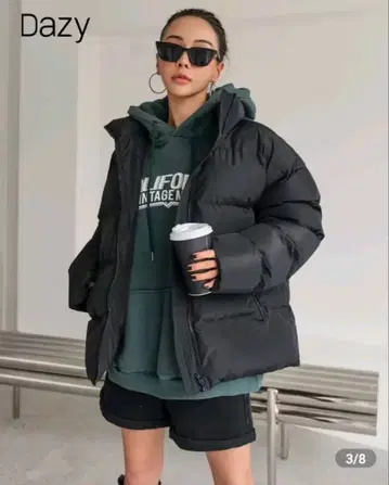 SHEIN DAZY 페이크 다운 자켓 블랙