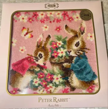 [ 미사용 ] 페이러 피터래빗 자수 손수건 핑크