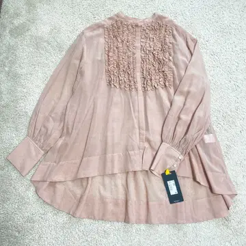 [ 새상품 ] 두봉 쿨 프릴 블라우스 핑크 베이지 F 사이즈