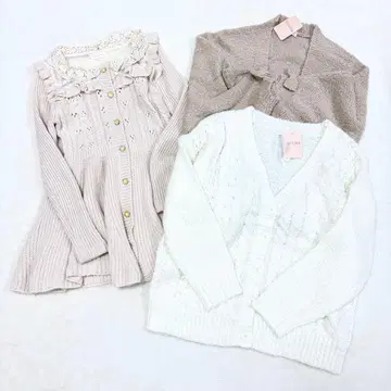 [리즈리사] 세트 묶음 판매 가디건 니트 레이스 리본 헤이세이 Y2K
