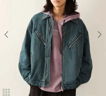 JUN RED 데님 자켓 지퍼 포켓 부착