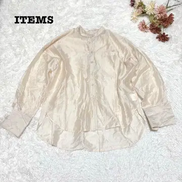 s.1787 [아이템즈 어반 리서치] 긴팔 노카라 셔츠 광택 F