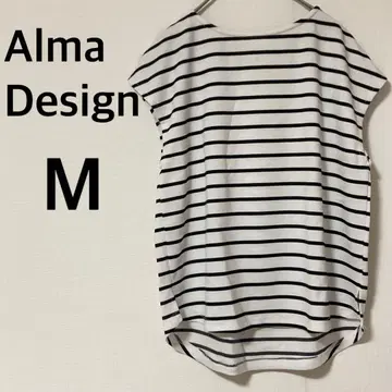 Alma Design 프렌치 슬리브 보더 무늬 상의 [ M ] 심플