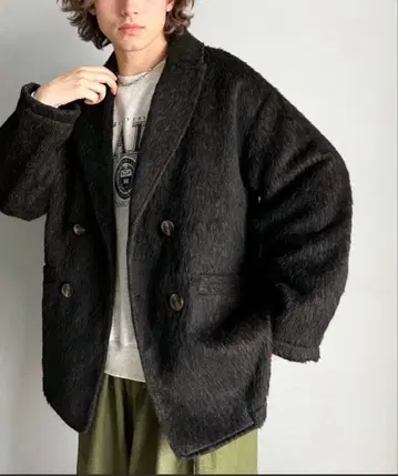 클래식 엘프 샤기 더블 자켓 코트 XL