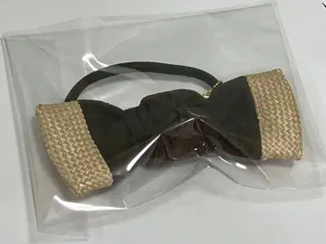 [ 새상품 ] 컴플렉스 비즈 머리끈 리본 브라운 베이지