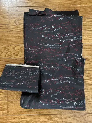 미사용 오시마 명주 기모노와 핸드백 세트