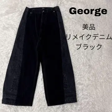 George 데님 리메이크 절개 블랙 새상품급 와이드 배기