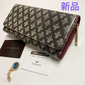 [ 새상품 ] 패트릭 콕스 덮개형 장지갑 데님 프린트 가죽 블랙