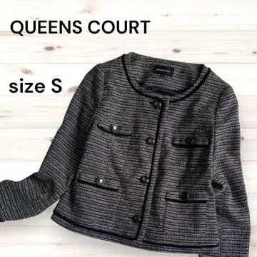 퀸즈 코트 QUEENS COURT 트위드 노카라 자켓