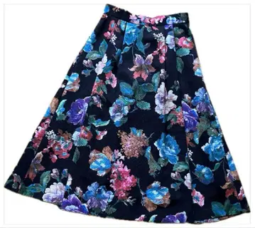 페를르페슈 플레어 스커트 꽃무늬 미디 사이즈 38