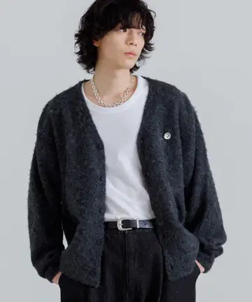 SINSS 샤기 니트 믹스 가디건