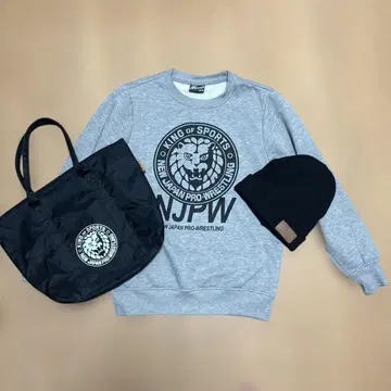 신일본 프로레슬링 속기모 트레이닝복, 니트 모자, 토트백