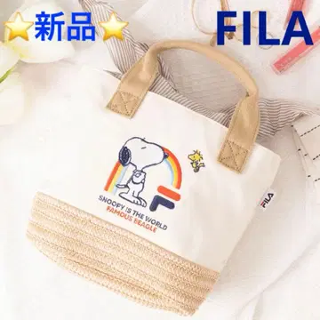 FILA x PEANUTS 콜라보 캠퍼스 바스켓 스카프 미니 토트백