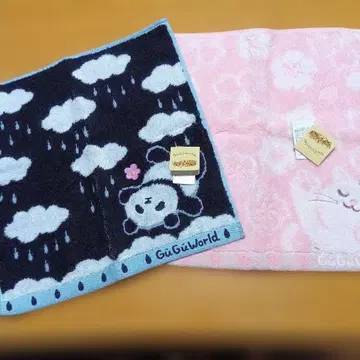 GuGuWorld 팬더 구름 꽃 고양이 타월 손수건 미사용 새상품