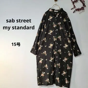 서브 스트리트 [새상품급] 꽃무늬 롱 셔츠 원피스 블랙 15호 빅 사이즈