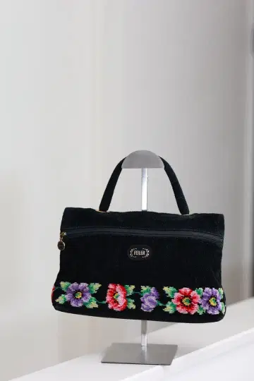 [ 새상품급 ] FEILER 페이러 핸드백 슈니르 직조 꽃무늬 블랙 블랙