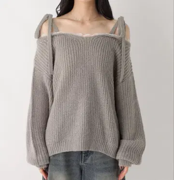 Heather 레이스 도킹 니트 그레이