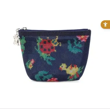 컬러풀 꽃무늬 네이비 메쉬 파우치