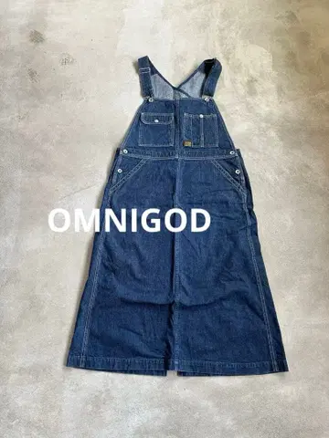 OMNIGOD 다크 데님 A라인 오버롤