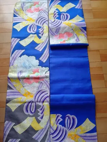 [ 즉시 구매 ] 카가 유젠 모란 후쿠로 오비 후리소데 기모노 순수 실크