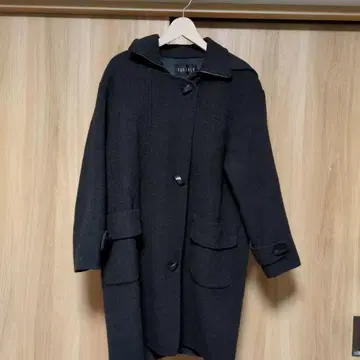 다크 그레이 후드 부착 롱 코트 [ 11호 ] 면 80%. 나일론 20%