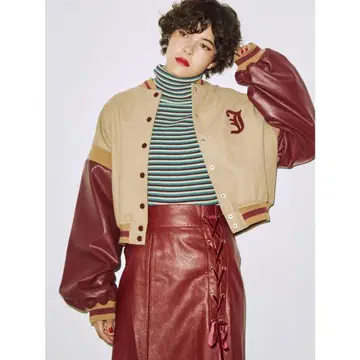 jouetie 베이직 바시티 자켓 크롭 기장