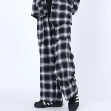 RNA 체크 팬츠 와이드 팬츠
