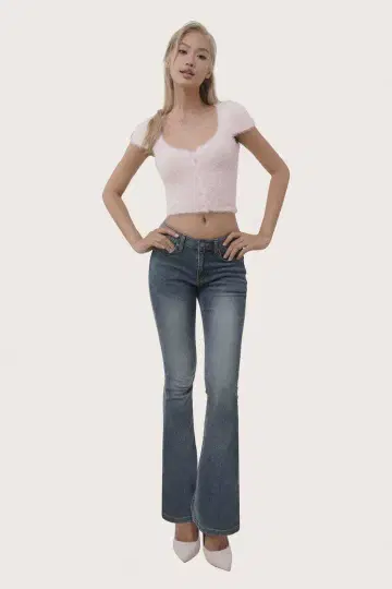 한국 kleesier 캔디 퍼 크롭 반팔 니트 가디건