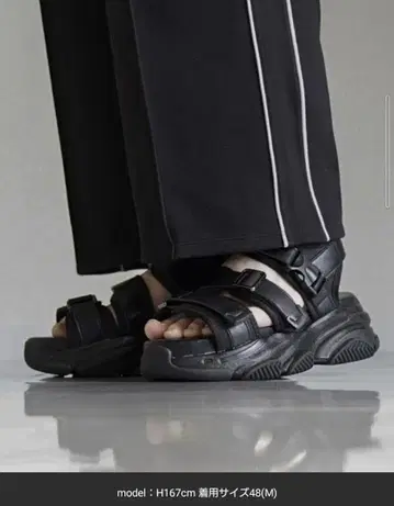 블랙 스트랩 통굽 샌들 M 사이즈