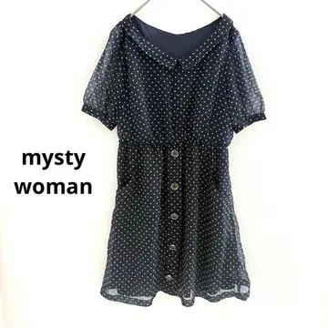 mysty woman 네이비 도트 미니 원피스 여성용 M