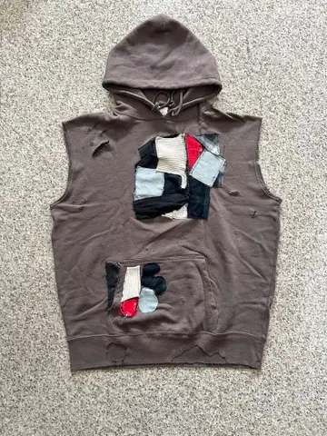 [BEAMS] 리메이크 후드티 베스트 패치워크 vintage y2k XL