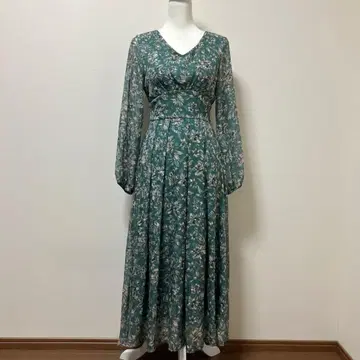 앙데팡당 꽃 꽃무늬 원피스 롱 원피스 가을 봄 녹색 그린