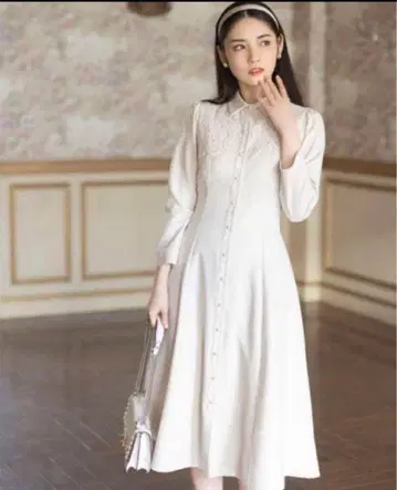 택 포함 새상품 요크 레이스 절개 백 레이스업 셔츠 원피스 청순