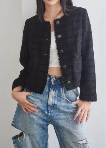 CONNSE 트위드 크롭 자켓 pois clane zara