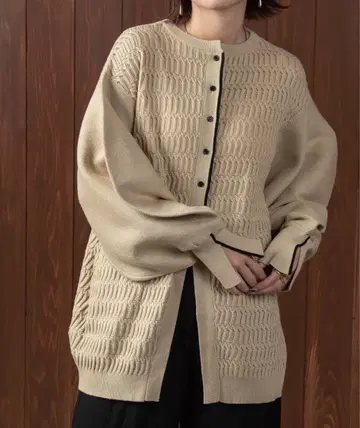 lawgy 바이컬러 라인 니트 가디건