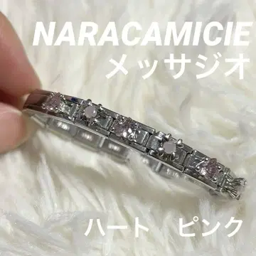 나라 까미체 메싸지오 신축성 팔찌 참 포함 하트 핑크