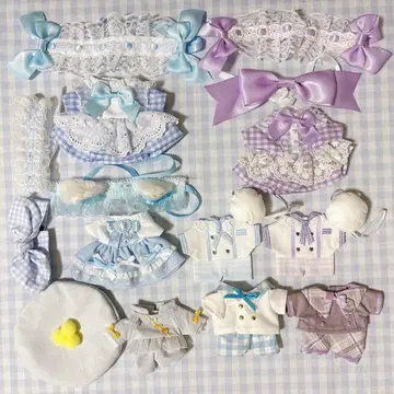 봉제 인형 옷 핸드메이드 스카이블루 보라색