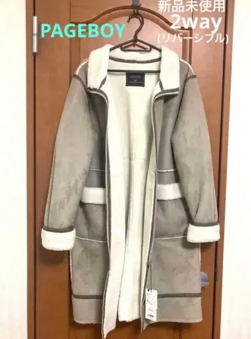[ 미사용 새상품 ] PAGEBOY 보아 페이크 무스탕 리버서블 코트