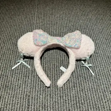 복슬복슬 귀찌 핑크 미니 참 머리띠 2025 겨울