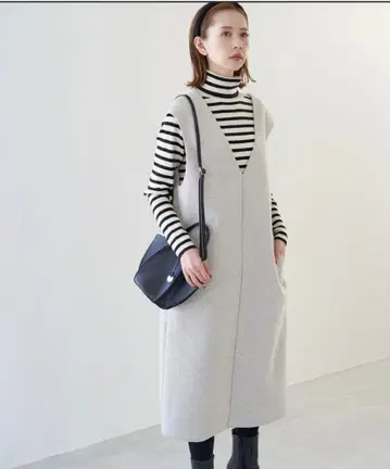 저지 멜톤 V넥 오버롤 스커트