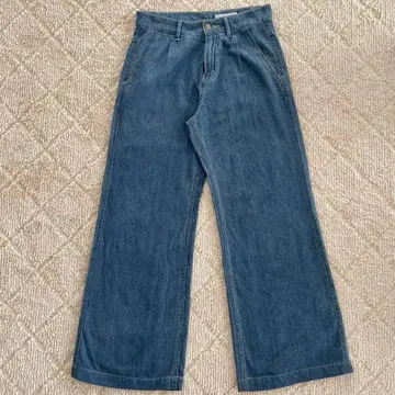 블루 데님 스트레이트 팬츠 와이드 레그